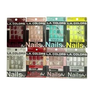 L.A. COLORS Assorted Glue-On Nails - Lot of 8
